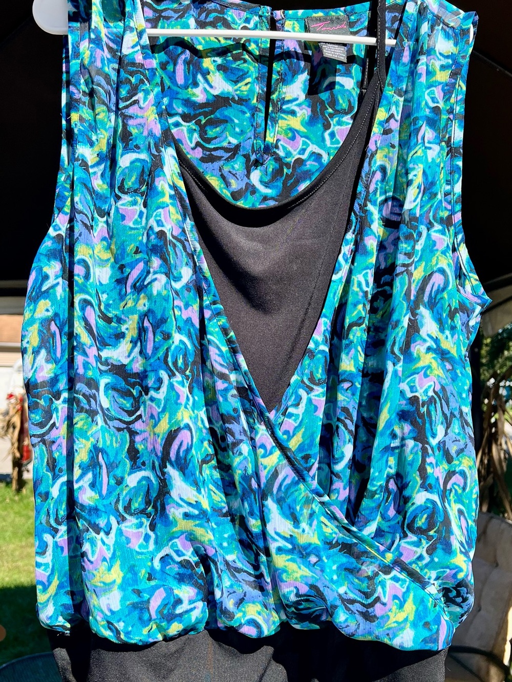 torrid Blue Teal Abstract Surplice Camisole